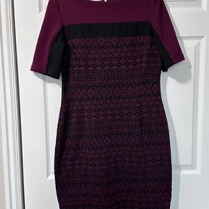 Liz Claiborne Asymmetrical Dress in Purple and Black